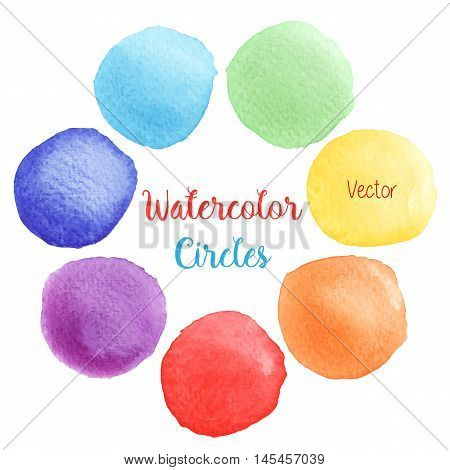 Vector Rainbow Colors Watercolor Paint Stains