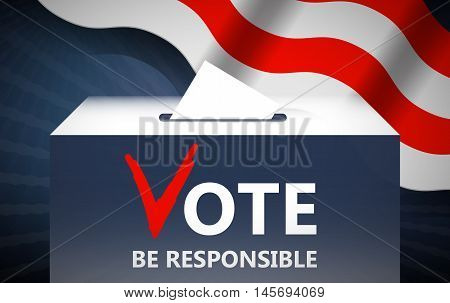 Vote vector illustration. Ballot and politics. Putting voting ballot in ballot box. Voting and election concept. Make a choice image.