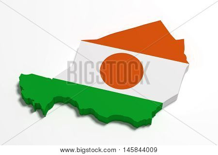 Silhouette Of Republic Of Niger Map With Flag