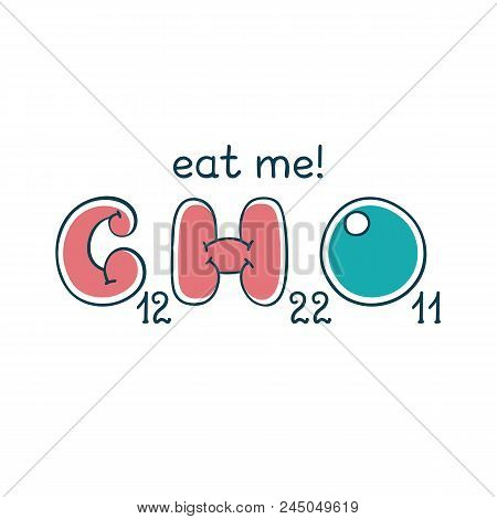 Chemical Formula Of Sucrose. Bubble Cartoon Letters. Sucrose Sugar Molecule.