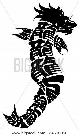 Dragonfish cinese Clipart in bianco e nero