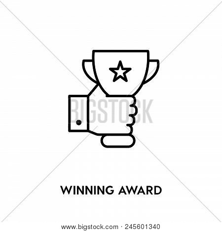 Winning Award Vector Icon On White Background. Winning Award Modern Icon For Graphic And Web Design.