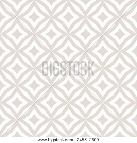 Subtle Abstract Floral Seamless Pattern. Vector White And Beige Background. Simple Geometric Ornamen