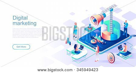 Digital Marketing Landing Page Vector Template. Target Advertising Content Website Header Ui Layout 