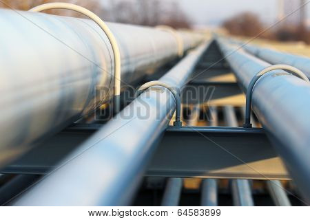 Detail Of Steel Light Pipeline In Oil Refinery