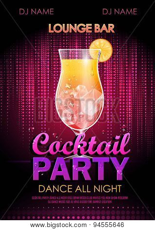 Disco Background. Cocktail Party Poster