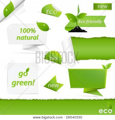 Eco Green Set, geïsoleerd op een witte achtergrond, vectorillustratie