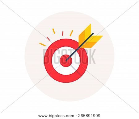 Target Goal Icon. Marketing Targeting Strategy Symbol. Aim Target With Arrow Sign. Archery Or Goal S