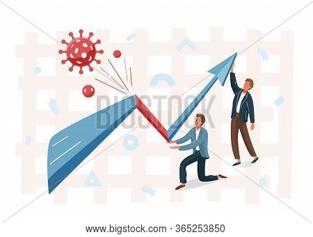 Business Graph Representing The Stock Market Crash Caused By The Coronavirus. Overcoming The Crisis 