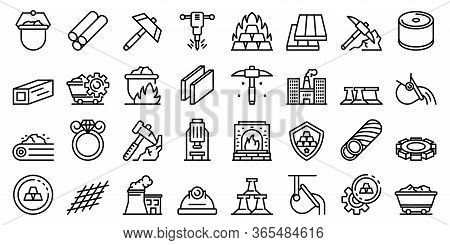 Metallurgy Icons Set. Outline Set Of Metallurgy Vector Icons For Web Design Isolated On White Backgr