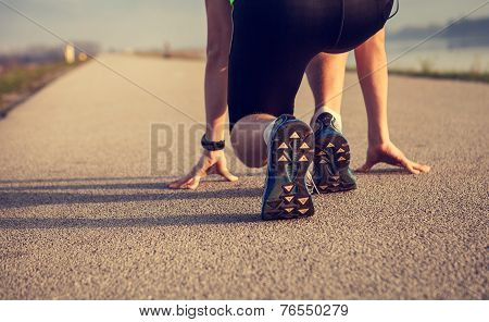 Close Up Image Sprinter Legs On The Start