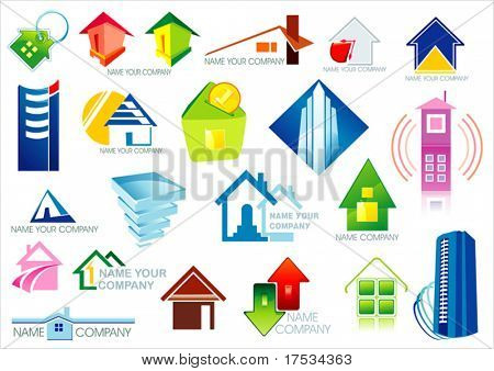 House vector Icons for Web. Construction or Real Estate concept. Abstract color element set of corporate templates. Just place your own brand name. Collection 2.