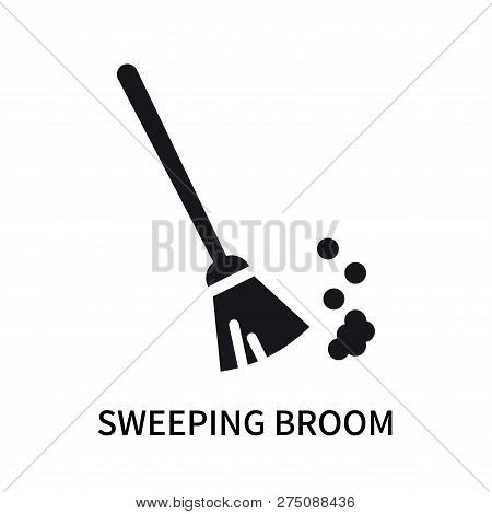 Sweeping Broom Icon Isolated On White Background. Sweeping Broom Icon Simple Sign. Sweeping Broom Ic