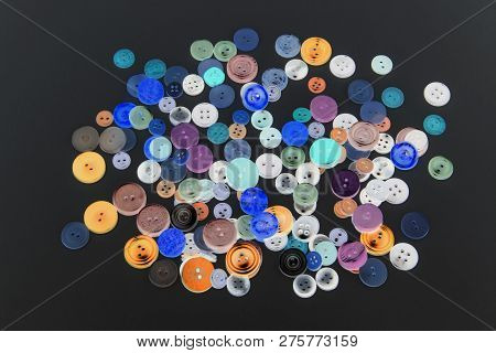 Collection Of Different Buttons For Clothes Repair. Abstraction.