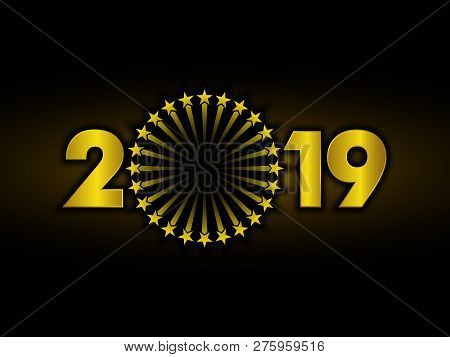 New Year 2019, 2019 New Years Image Firework, 2019 3d Illustration, Happy New Year 2019, Gold 3d 201