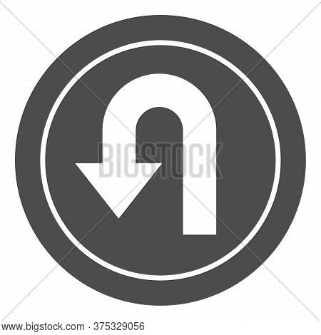 U-turn Traffic Sign Solid Icon, Navigation Concept Road Sign With Turn Symbol On White Background, U