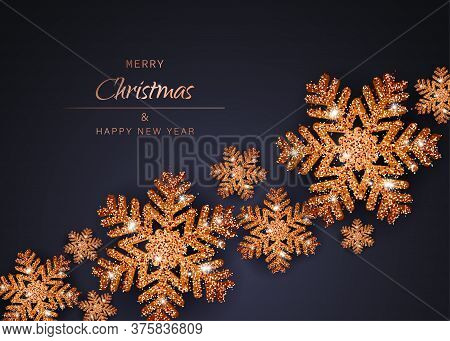 Merry christmas and happy new year gold snowflakes. Christmas. Christmas Vector. Christmas Background. Merry Christmas Vector. Merry Christmas banner. Christmas illustrations. Merry Christmas Holidays. Merry Christmas and Happy New Year Vector Background.