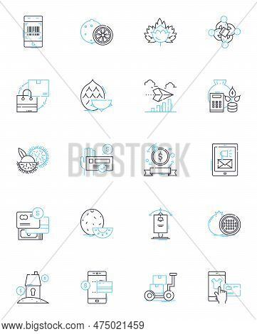 Commercial Exchanges Linear Icons Set. Trading, Deals, Commerce, Negotiations, Transactions, Barteri