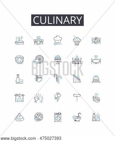 Culinary Line Icons Collection. Delicious Cuisine, Gastronomic Delight, Tasty Cookery, Savory Cuisin