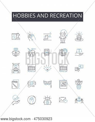 Hobbies And Recreation Line Icons Collection. Pastimes, Leisure Pursuits, Activities, Interests, Amu