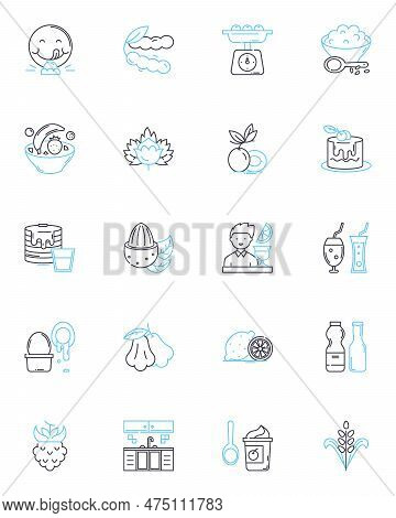 Eatery Linear Icons Set. Delicious, Tasty, Flavorful, Savory, Mouthwatering, Delectable, Scrumptious