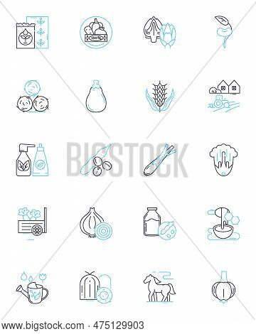 Natural Homestead Linear Icons Set. Sustainability, Permaculture, Self-sufficiency, Organic, Homeste