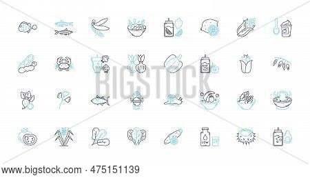 Charming Cuisine Linear Icons Set. Delectable, Flavorful, Savory, Tasty, Mouthwatering, Scrumptious,