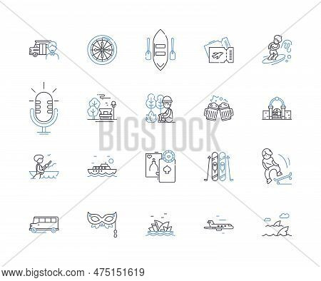 Departure Line Icons Collection. Farewell, Exit, Goodbye, Leave, Depart, Going, Sayonara Vector And 