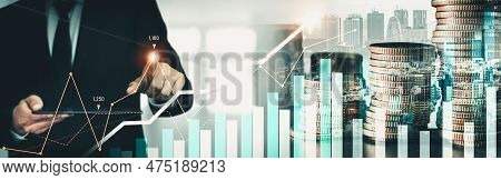 Businessman Analyst Working With Digital Finance Business Data Graph Showing Technology Of Investmen