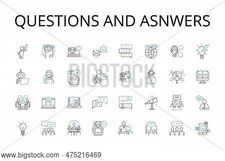 Questions And Asnwers Line Icons Collection. Inquiries And Responses, Interrogations And Replies, Qu