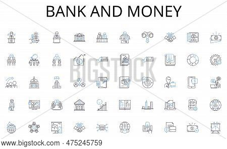 Bank And Money Line Icons Collection. Scrumptious, Flavorsome, Mouthwatering, Exquisite, Savorous, P