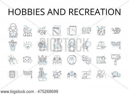 Hobbies And Recreation Line Icons Collection. Pastimes, Leisure Pursuits, Activities, Interests, Amu