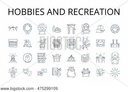 Hobbies And Recreation Line Icons Collection. Pastimes, Leisure Pursuits, Activities, Interests, Amu