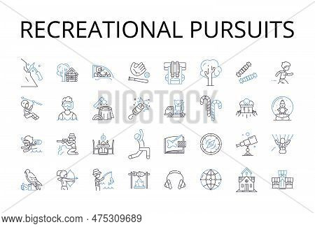 Recreational Pursuits Line Icons Collection. Leisure Activities, Pleasure Seeking, Amusement Endeavo