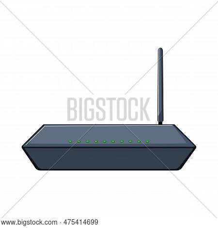 Antenna Dsl Modem Cartoon. Connection Ethernet, Network Wireless Antenna Dsl Modem Sign. Isolated Sy