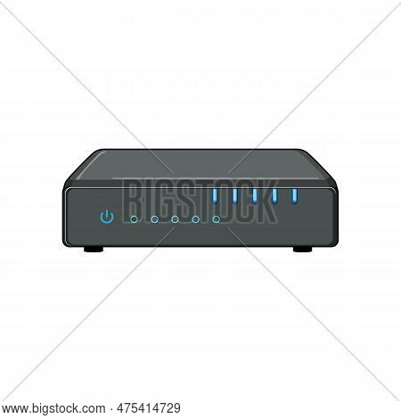 Internet Dsl Modem Cartoon. Wifi Hub, Lan Antenna Internet Dsl Modem Sign. Isolated Symbol Vector Il