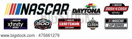 Nascar, National Association For Stock Car Auto Racing. Logos Of Daytona, Nascar Cup Series, Xfinity