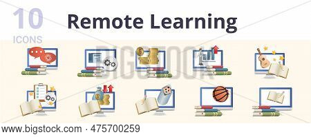 Remote Learning Set. Creative Icons: Psychology Course, Developer Course, Business, Personal Growth 