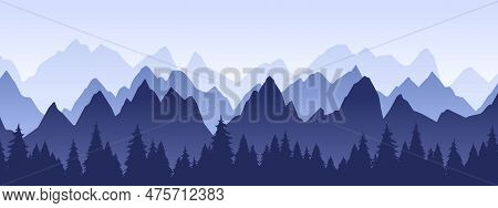 Mountain Landscape, Outdoor Nature Rocks View. Expedition Or Hiking Mountain Snowy Peaks, Fog Mounta