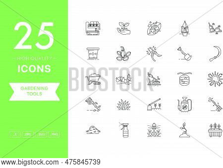 Vector Set Of Gardening  Icons. The Collection Comprises 25 Vector Icons For Mobile Applications And