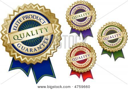 Set Of Four Quality Elite Product Guarantee Emblem Seals