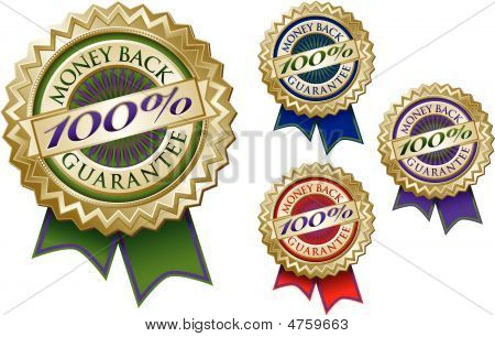 Set Of Four 100% Money Back Guarantee Emblem Seals