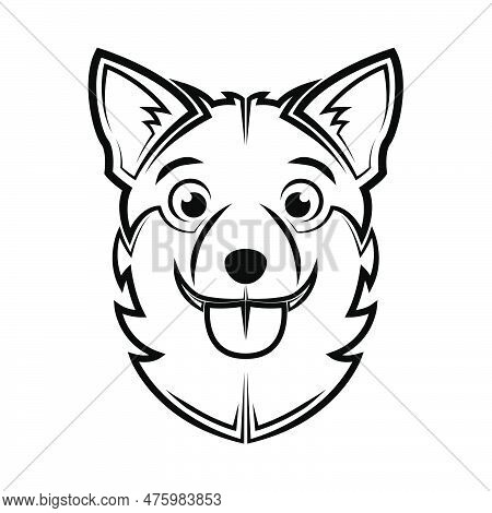 Black And White Line Art Of Dog Head. Good Use For Symbol, Mascot, Icon, Avatar, Tattoo, T Shirt Des