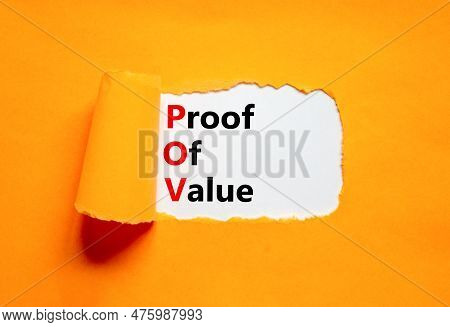 Pov Proof Of Value Symbol. Concept Words Pov Proof Of Value On Beautiful White Paper. Beautiful Oran