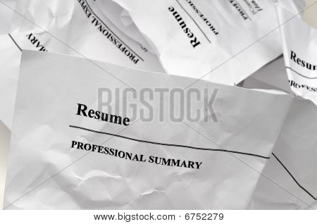 Resumes Crumpled Up And Tossed In Frustration