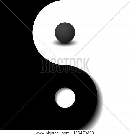 3d sphere black and white yin yang symbol