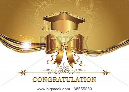 Elegant golden Graduation card for print