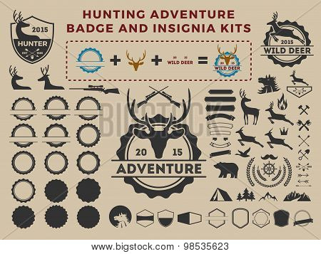 Hunting And Adventure Badge Logo Element Kits For Creator. Camping