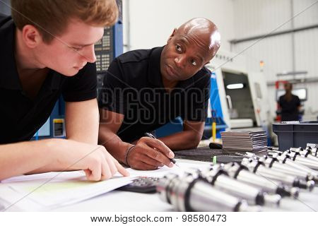 Engineer And Apprentice Planning CNC Machinery Project