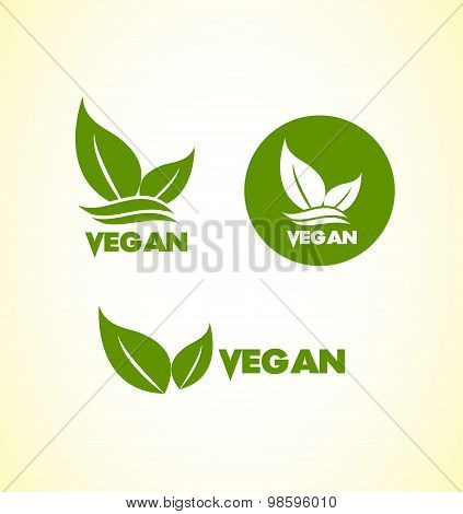 Vegan Vegetarian Logo Icon Set